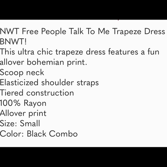 Free People Talk To Me Trapeze Dress NWT - Picture 4 of 4